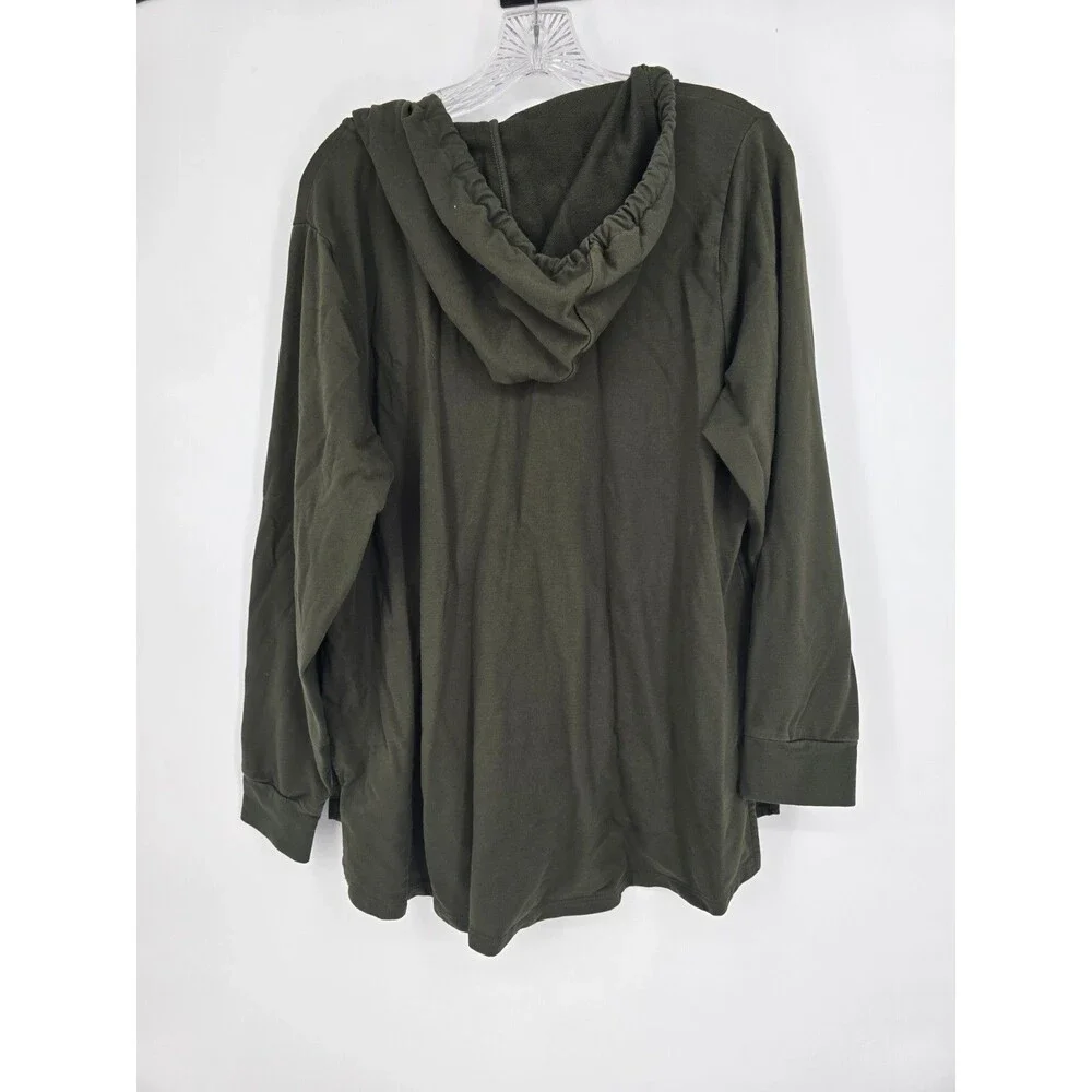 Michael Kors Womens Size 1X Hoodie Green Studded Logo Pullover